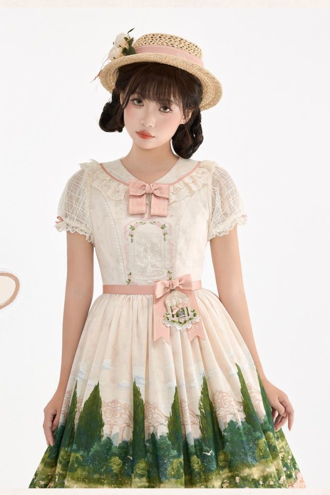 White Dove Courtyard Country Lolita JSK OP SK and Blouse