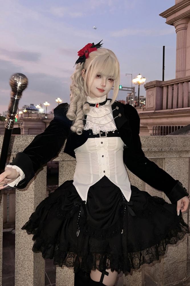 Tantuan Witch Night Gothic Lolita Blouse Skirt and Short Jacket