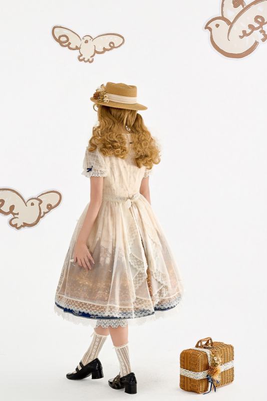 White Dove Courtyard Country Lolita JSK OP SK and Blouse