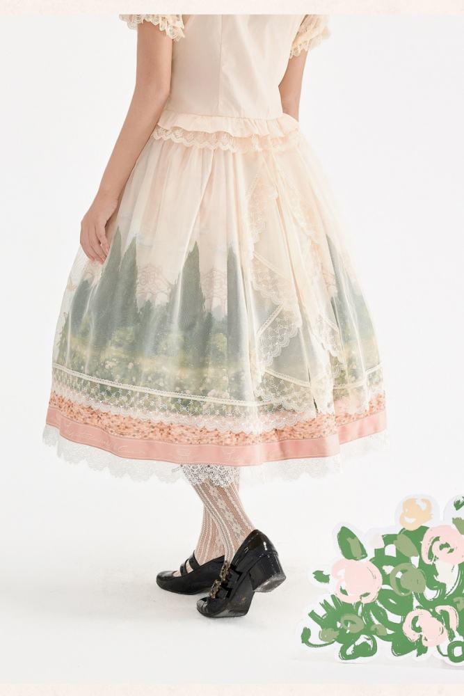White Dove Courtyard Country Lolita JSK OP SK and Blouse