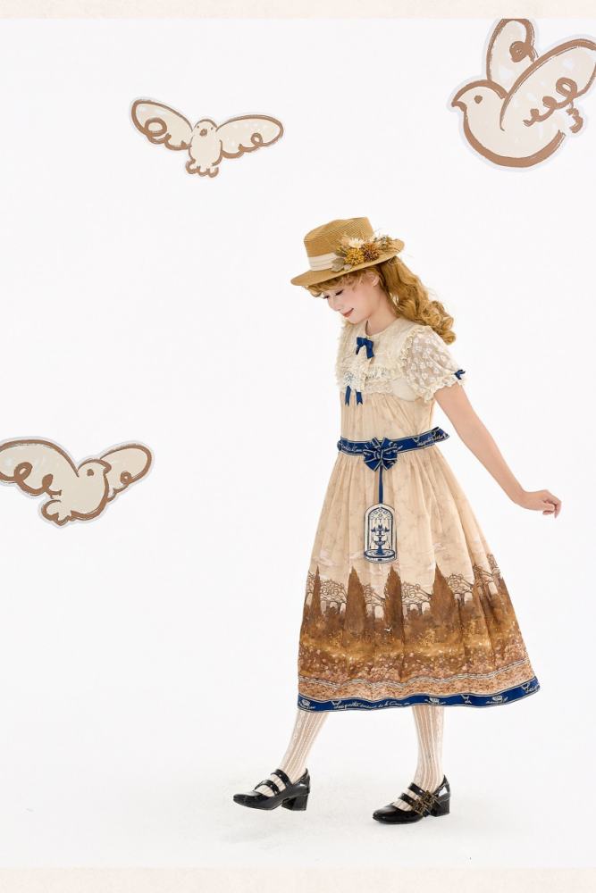 White Dove Courtyard Country Lolita JSK OP SK and Blouse