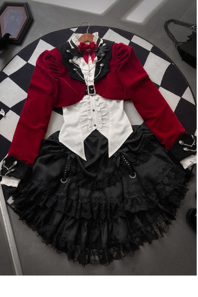 Tantuan Witch Night Gothic Lolita Blouse Skirt and Short Jacket
