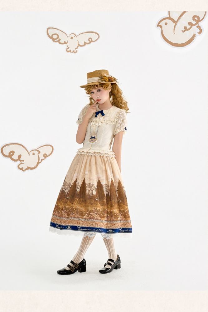 White Dove Courtyard Country Lolita JSK OP SK and Blouse