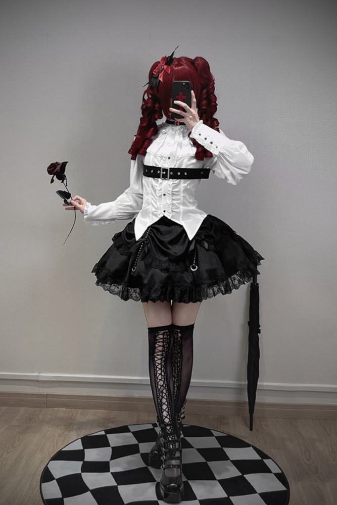 Tantuan Witch Night Gothic Lolita Blouse Skirt and Short Jacket