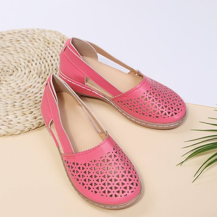 Women Wedges Orthopedic Hollow Out PU Summer Vintage Sandals