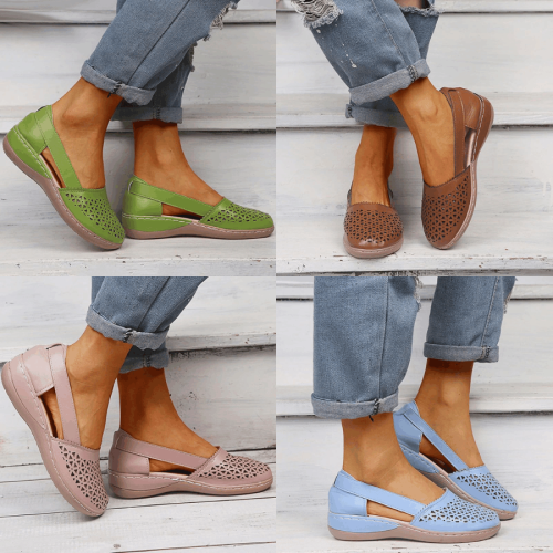 Women Wedges Orthopedic Hollow Out PU Summer Vintage Sandals