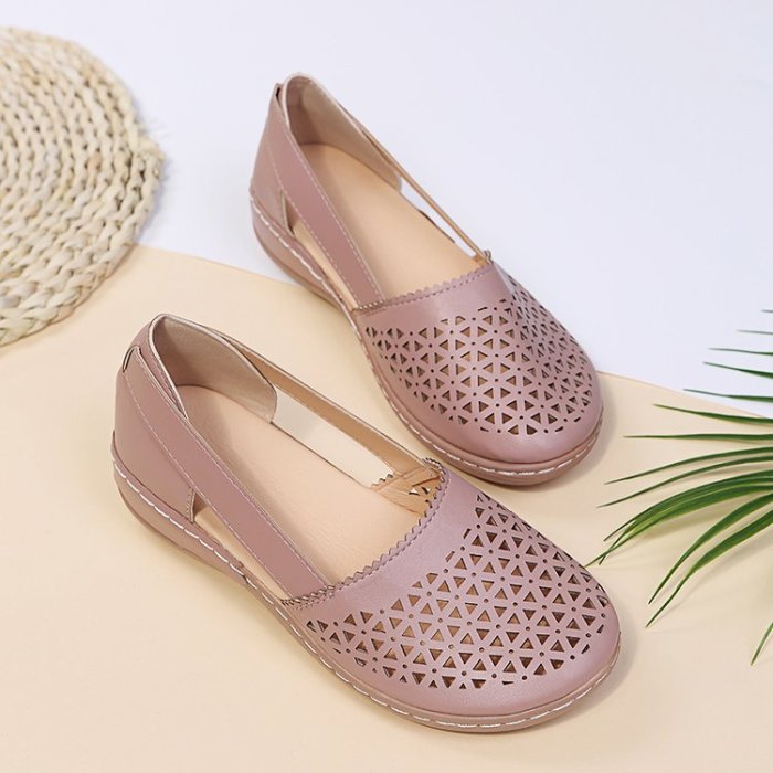 Women Wedges Orthopedic Hollow Out PU Summer Vintage Sandals