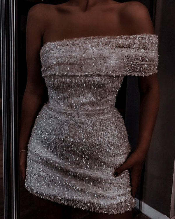 Elegant and Sexy Sequined V-neck Dress