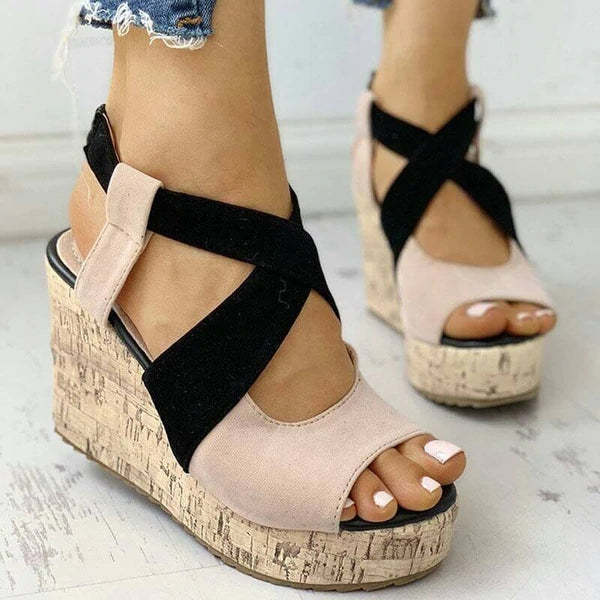 Women's Casual Peep Toe Wedge Sandals