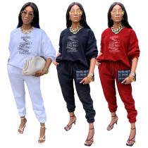 Fashion Casual Letter Print Girls Sports Pure Suit Fashion Casual Letter Print Girls Sports Pure Suit