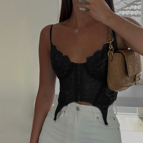 Lace corset corset with sexy temperament and short vest