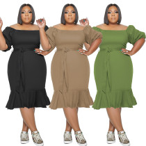 Plus size women's cute fishtail dress