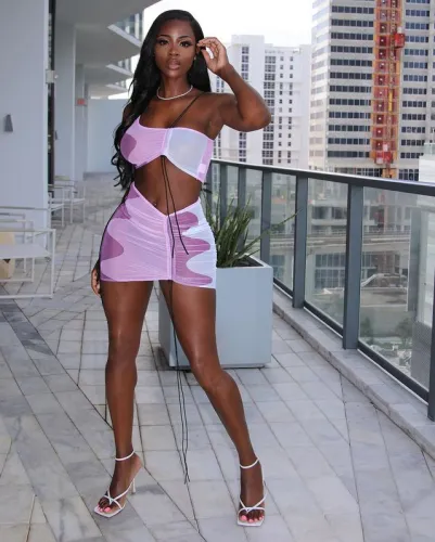 Fashion bandage tube top sleeveless short skirt two-piece set