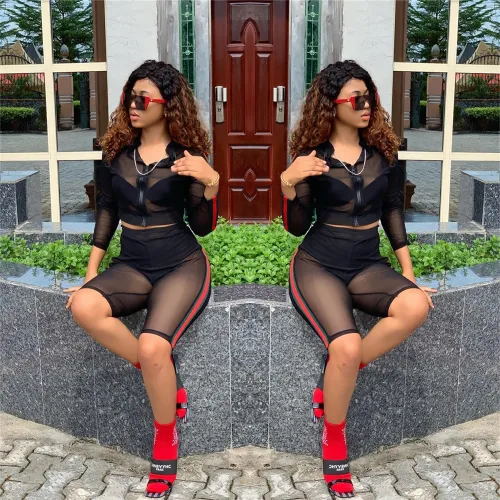 Fashion sexy mesh two-piece nightclub suit