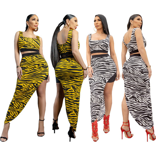 Fashionable and sexy new striped print two-piece set