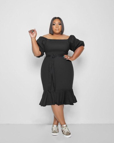 Plus size women's cute fishtail dress