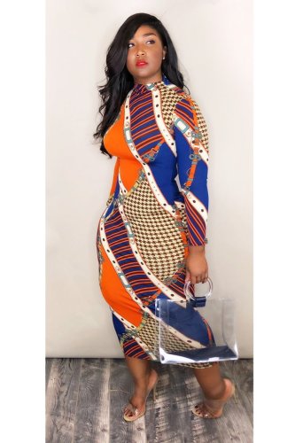 Fashionable Sexy Slim Fit Print and Invisible Zipper Dress