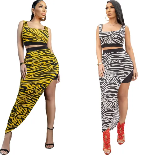 Fashionable and sexy new striped print two-piece set