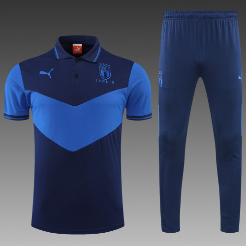 Italy POLO kit royal blue Short Sleeve Suit