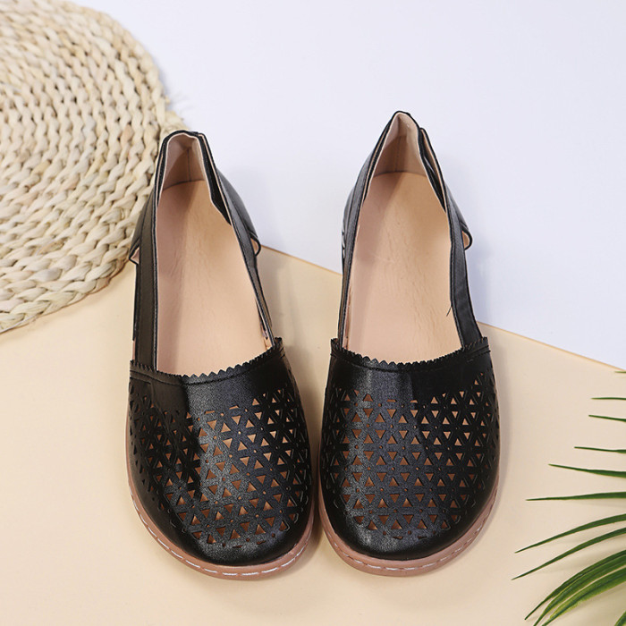 Women Wedges Orthopedic Hollow Out PU Summer Vintage Sandals