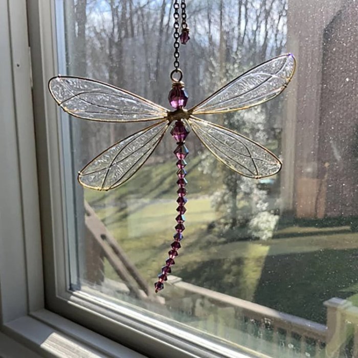 Dragonfly painted crystal wind chimes