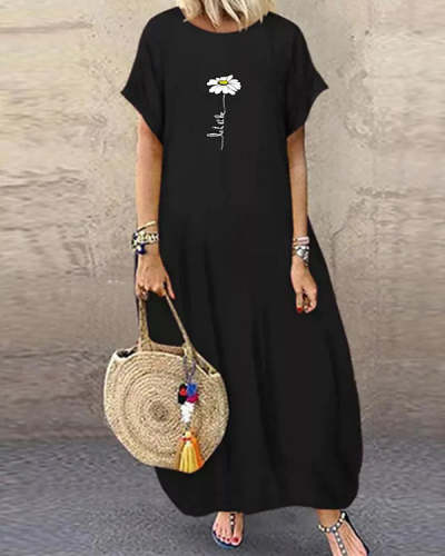 Casual Dress Midi Dress Black Short Sleeve