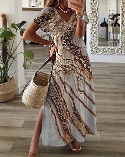 🎉Today 50% OFF🎉Beach Marble Print Dress