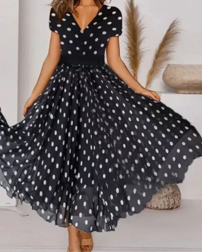 Fashion lace polka dot ladies vintage dresses