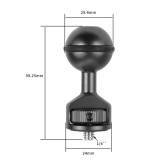 FEICHAO 1 Inch Ball Mount Head Adjustable Adapter with Cold Shoe Base for Underwater Camera Case Video Flash