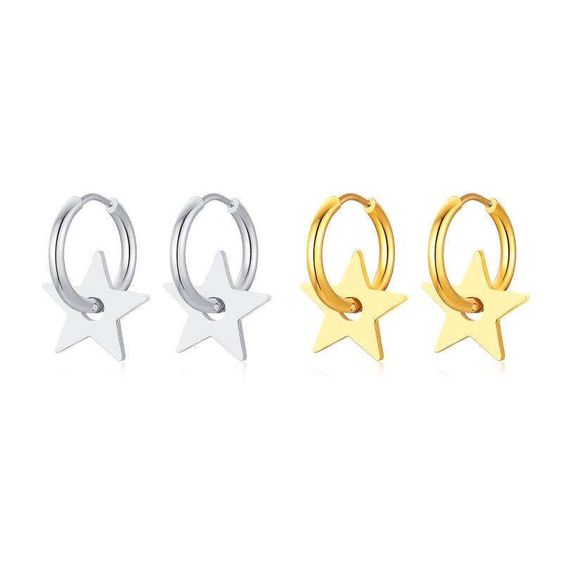Wholesale Stainless Steel Hoop Earrings with Star