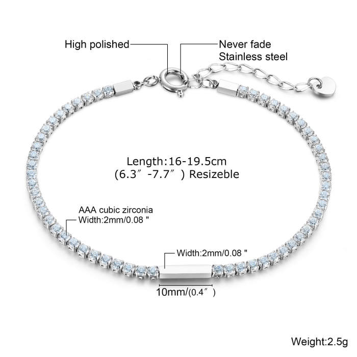 Wholesale Stainless Steel CZ Bracelet