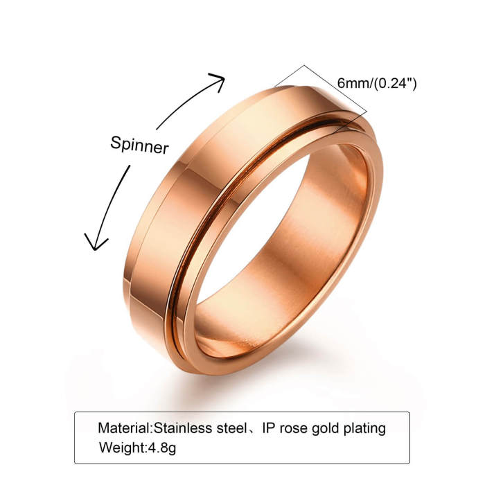 Wholesale Stainless Steel Rose Gold Spinner Ring