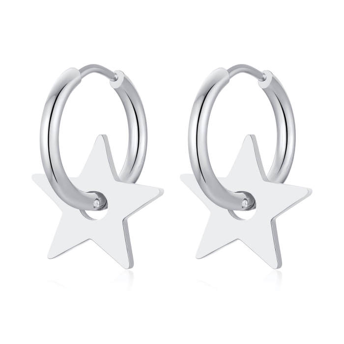 Wholesale Stainless Steel Hoop Earrings with Star
