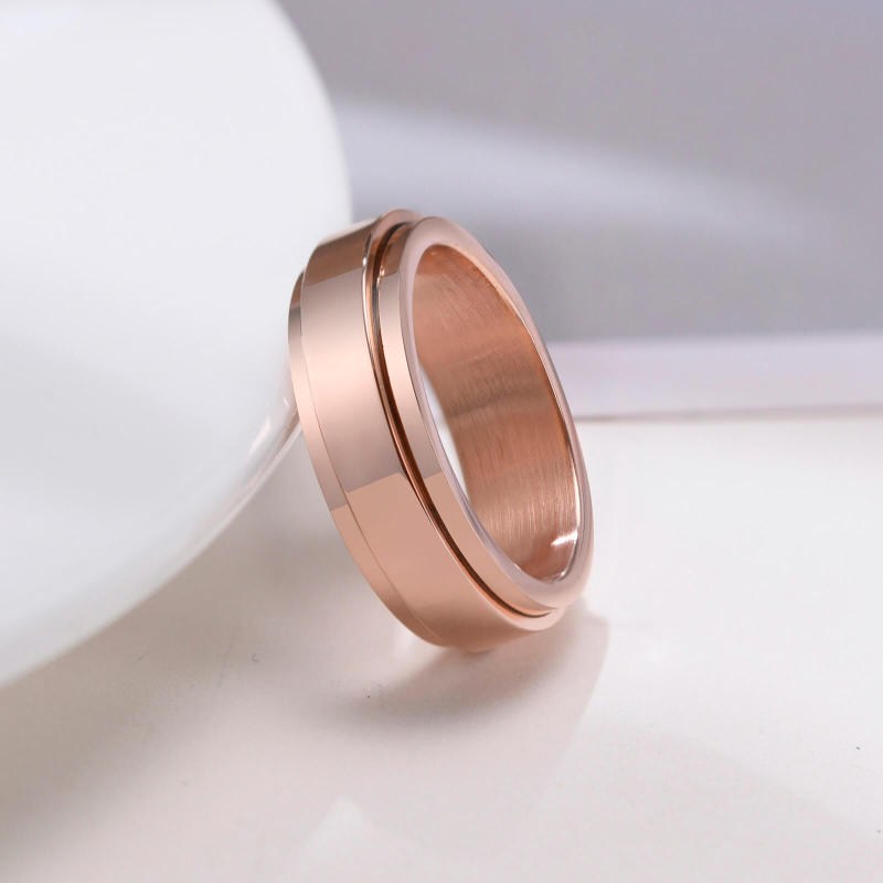 Wholesale Stainless Steel Rose Gold Spinner Ring
