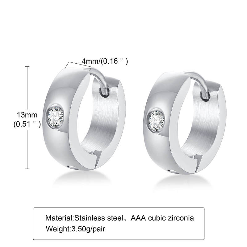 Wholesale Stainless Steel Huggie Earrings with CZ
