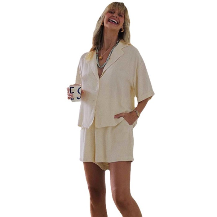 New Women's Top Loose Cotton And Linen Two-piece Outfits