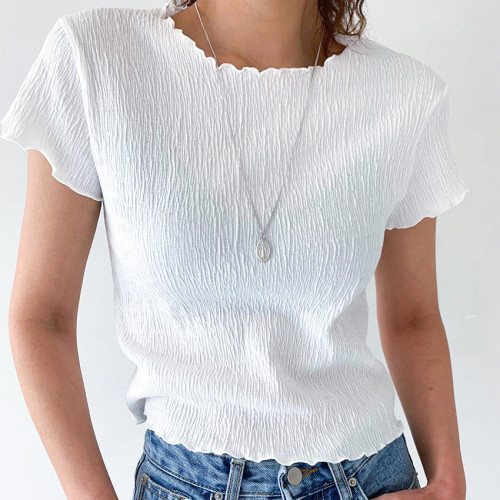 New Women's Tops Simple Short Pullover Short Sleeve Slim Fit T-Shirt