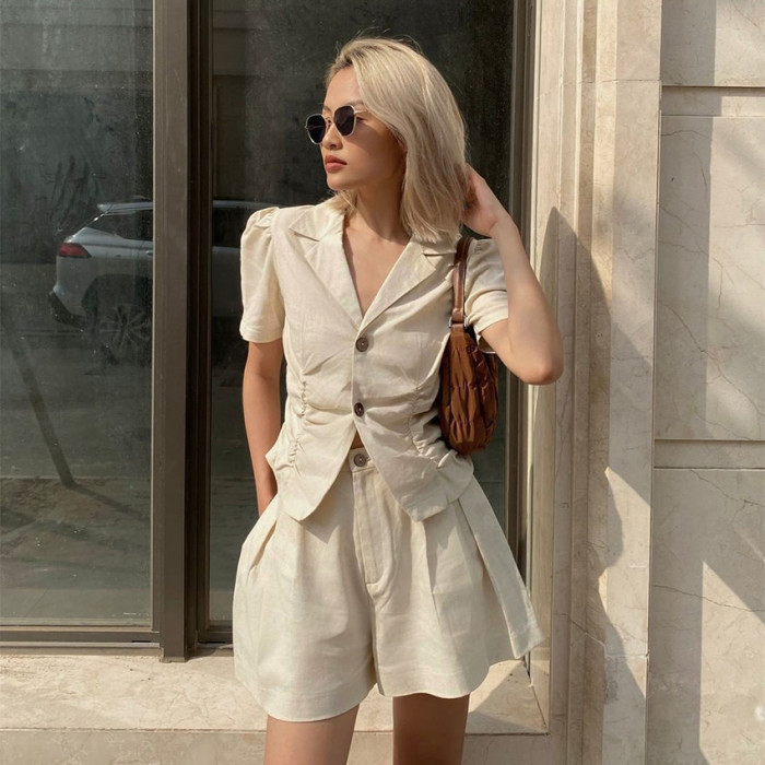 New Women's Business Commuter French Casual Simple Waist   Two-piece Outfits