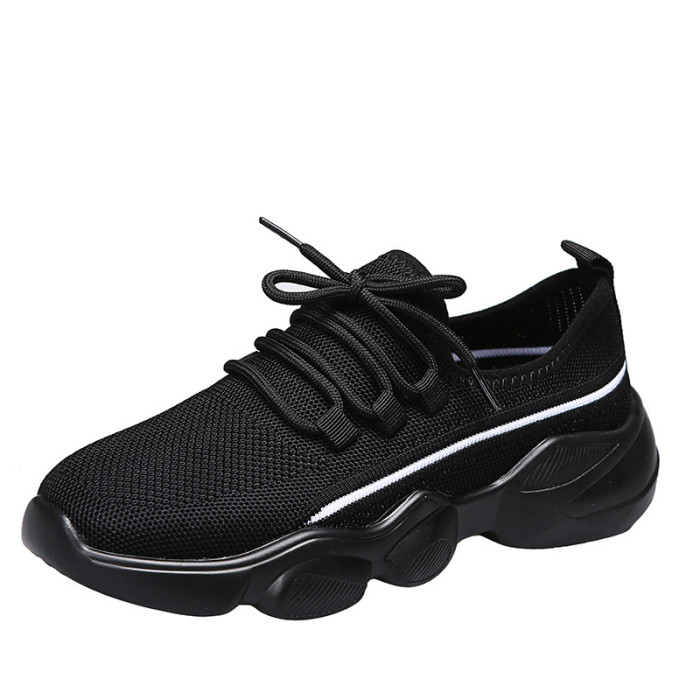 Spring New Round Toe Lace-Up Colorblock Platform Sneakers