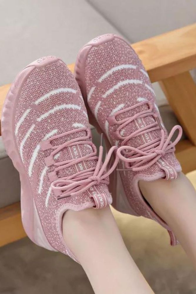 New Fashion Breathable Shoes Women's Mesh Sports Shoes Light Weight Running Lace up Fashion Shoes Comfortable Casual Shoes
