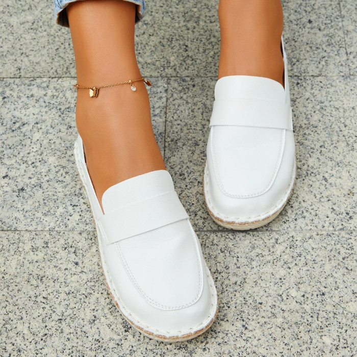 New Fashion Lazy Footwear Round Toe Sewing Solid  Flat & Loafers