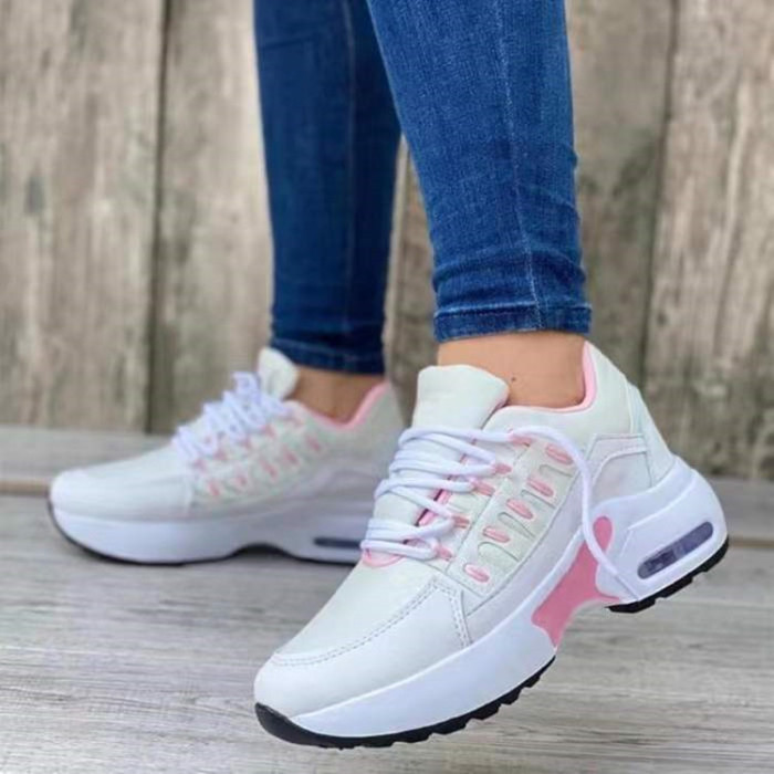 New Wedge Sneakers Women Lace-Up Height Increasing Sports Shoes