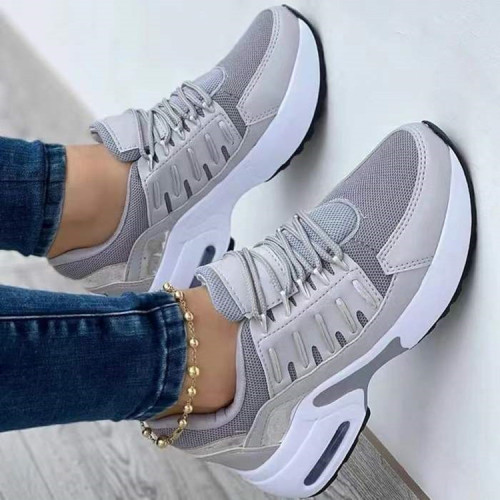 New Wedge Sneakers Women Lace-Up Height Increasing Sports Shoes