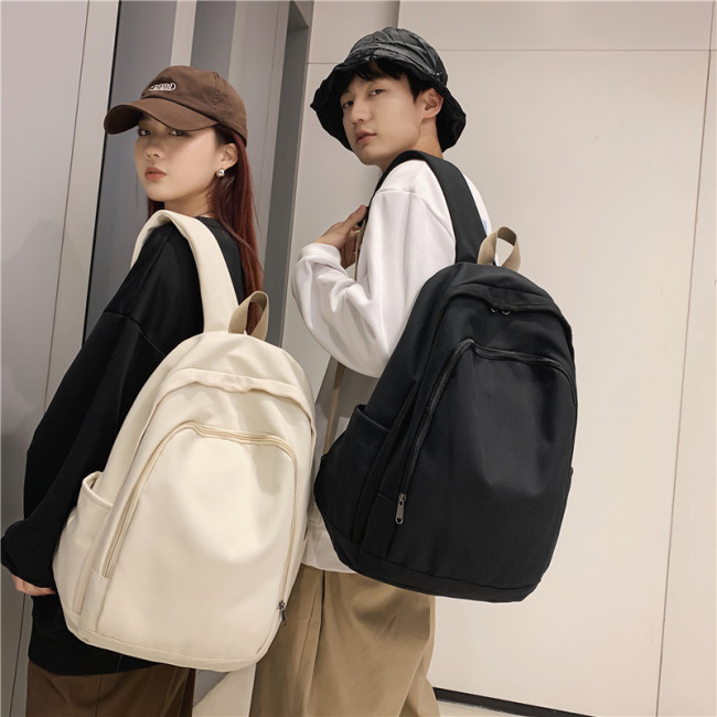 Large-Capacity Canvas Schoolbag Male Junior High School Birthday Computer Backpack Female Simple Retro Travel Texture Backpack