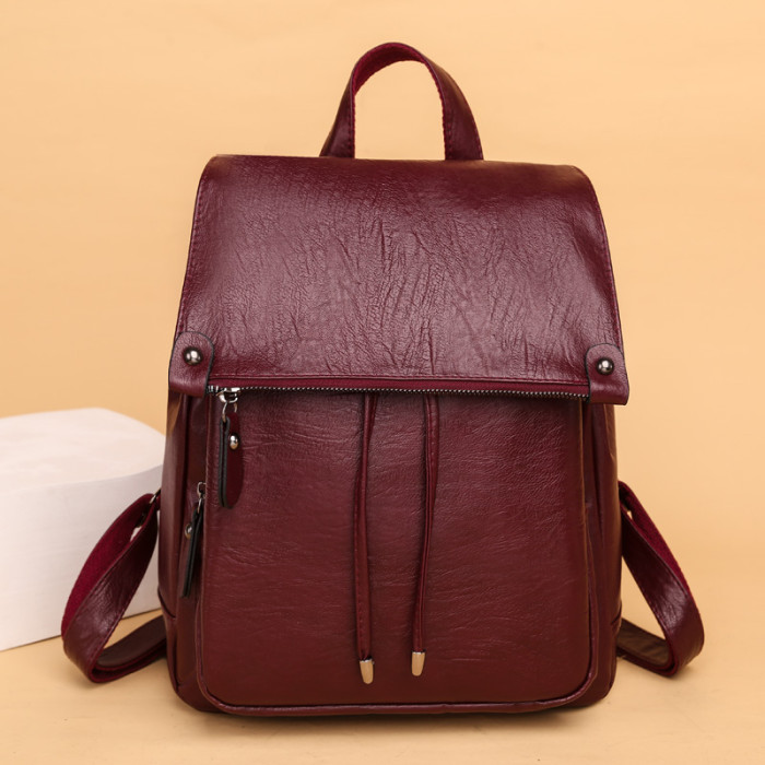 Fashion Solid Color Womens Backpacks Simple High Capacity Shoulder Bags