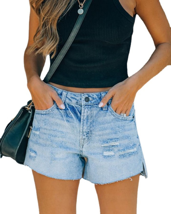 Summer New Casual Hign Waist Female Beach Cotton Denim Shorts