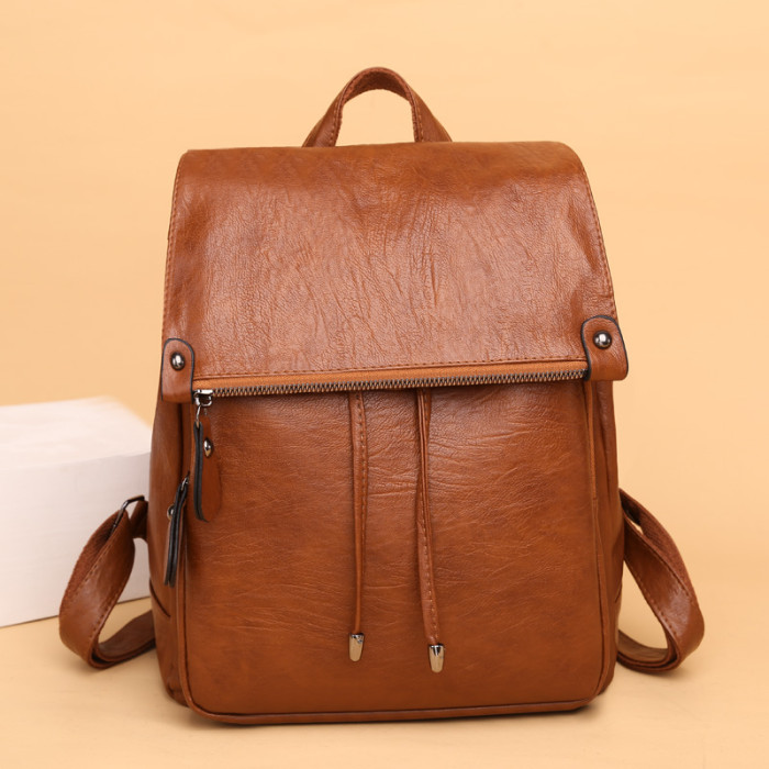 Fashion Solid Color Womens Backpacks Simple High Capacity Shoulder Bags
