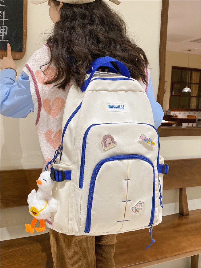 Nylon Women Backpack Laptop Rucksack Student School Bag for Teenage
