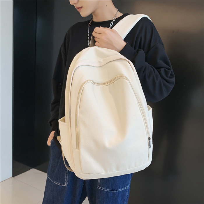 Large-Capacity Canvas Schoolbag Male Junior High School Birthday Computer Backpack Female Simple Retro Travel Texture Backpack