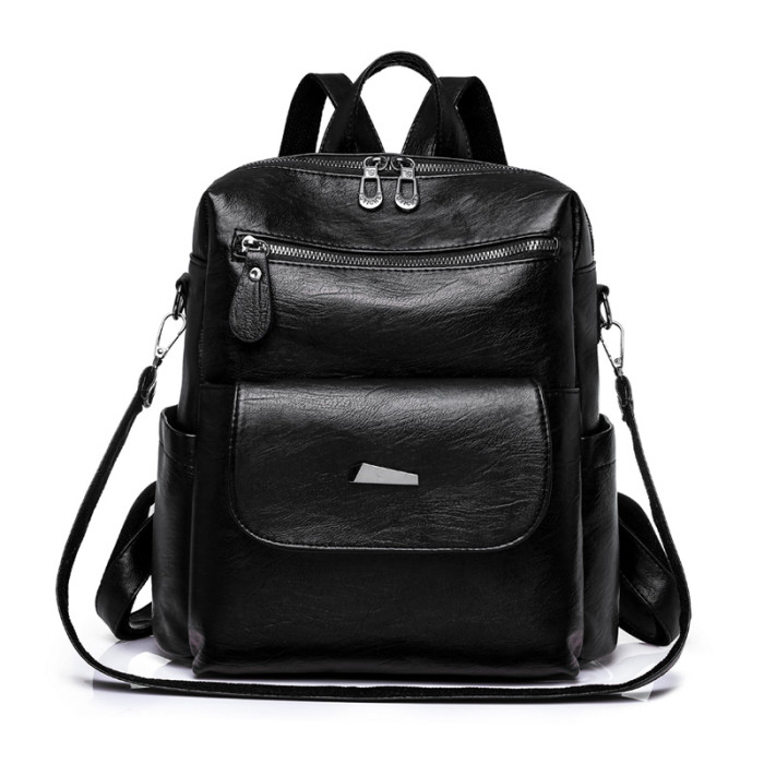 Simple Pu Leather Backpacks New High Capacity Female Shoulder Bags Casual Travel Ladies